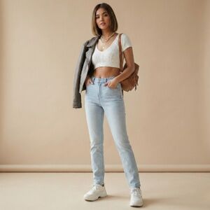 J.Crew Point Sur Hightower Straight Jeans High Rise Light Wash Stretch Size 25